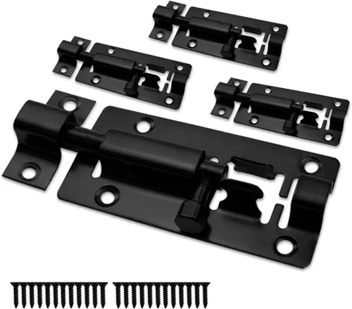 SANATO Pestillo de perno de barril deslizante de 3 pulgadas, cerradura deslizante de acero inoxidable para seguridad de puerta, negro (4 piezas)