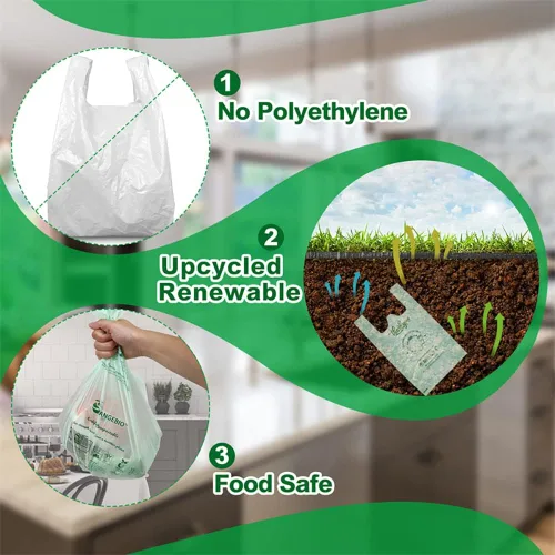 Miniatura 5 de Bolsas de compras compostables certificadas por OrangeBio (tamaño grande), 500 unidades, 12 x 6 x 20 pulgadas (extragruesas), capacidad para 20