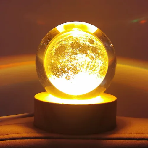 Miniatura 9 de Zabalar Luz nocturna de bola de cristal 3D con base de luz LED colorida, regalo del día de San Valentín, luces LED, lámpara de mesa que cambia