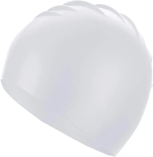 Uttpll Gorro de natación de silicona impermeable, cómodo gorro de baño, gorro de natación para mujeres y hombres, gorra de baño impermeable Blanco