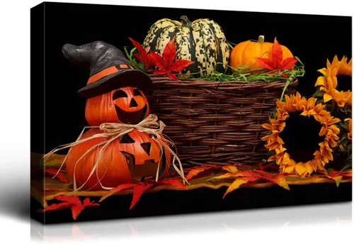 Miniatura 88 de Denozer - Pintura artística de pared de Halloween, impresión artística sobre lienzo para dormitorio, sala de estar, decoración de pared del hogar