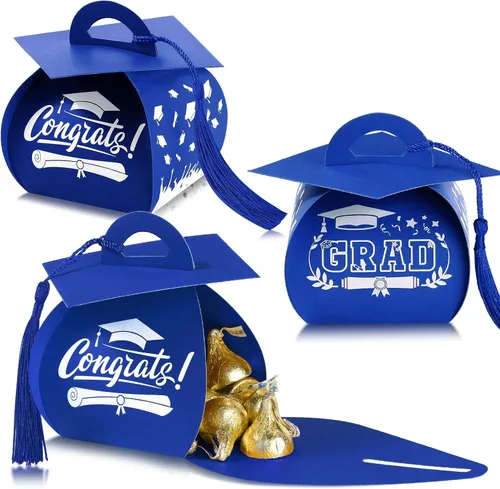 Miniatura 12 de TaoBary 30 cajas de dulces con tapa de graduación 2026, cajas de graduación de graduación, regalos de fiesta con borlas centros de mesa para Rojo