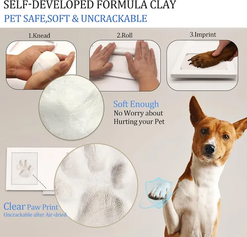 Miniatura 3 de Kit de marco de huella de pata MYPAWLETS, kit de huella de pata de perro/gato, arcilla suave para huellas de pata y almohadilla de tinta de toque
