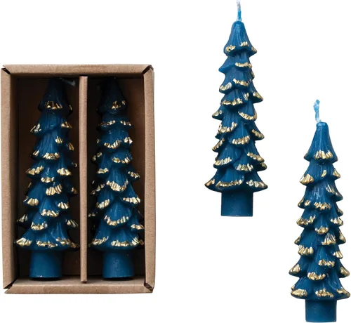 Miniatura 17 de Creative Co-Op Velas cónicas en forma de árbol sin perfume, color beige ponche de huevo, juego de 2 en caja Ponche de huevo beige