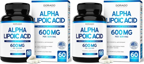 Miniatura 9 de Ácido alfa lipoico de 600 mg por porción, 60 cápsulas, potente antioxidante para neuropatía y salud cardiovascular (suplemento ALA) - Probado por