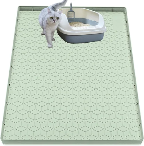 Miniatura 13 de Alfombra para Arena de Gatos, Alfombra de Silicona Grande para Caja de Arena - 28 x 22 pulgadas, Impermeable y Antideslizante, Duradero y Fácil