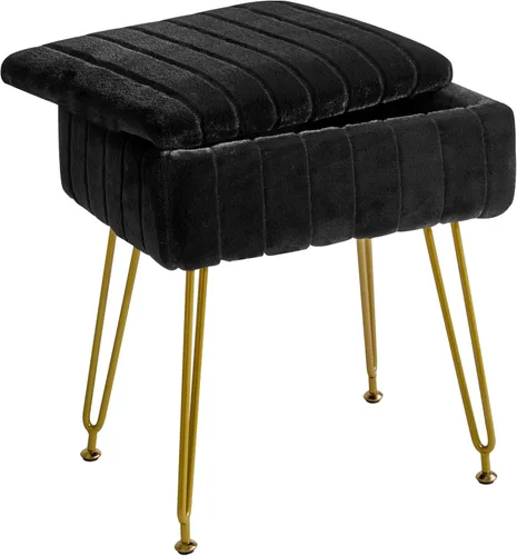 Miniatura 16 de IBUYKE Reposapiés Otomano Rectangular de Terciopelo, Taburete de Tocador de Maquillaje Mesa Auxiliar, Asiento de Mesa de Tocador de Terciopelo, Rosa
