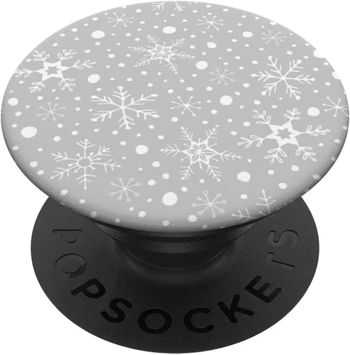 Patrón de copos de nieve grises para invierno, Navidad, vacaciones, nieve, PopSockets intercambiables