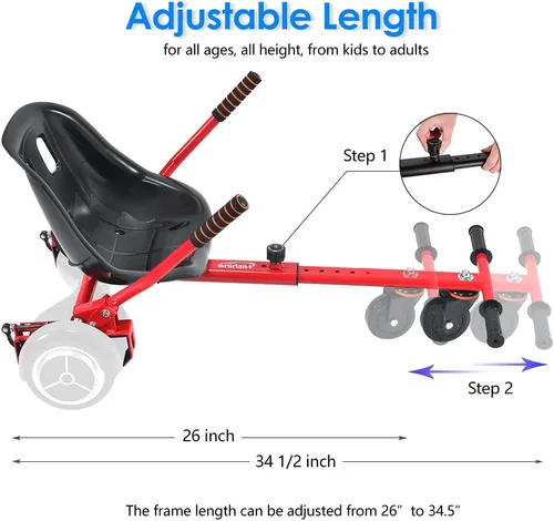 Miniatura 5 de Hishine Accesorio de asiento para aeropatineta para aeropatinetas de 6.5 a 10 pulgadas, kit de conversión de Go Kart, accesorio para scooters de Rojo