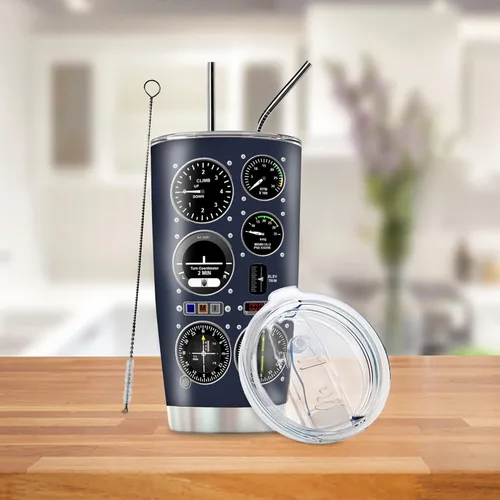 Miniatura 2 de Pilot Gifts - Vaso de aviación de acero inoxidable aislado de 20 onzas para hombres de aviación, regalos para pilotos, tazas de café, regalo