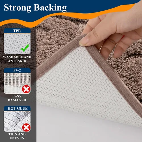 Miniatura 3 de Juego de alfombras de baño Ileading de 5 piezas, tapete de baño ultra suave y absorbente para baño, juego de alfombras de baño antideslizante y Café