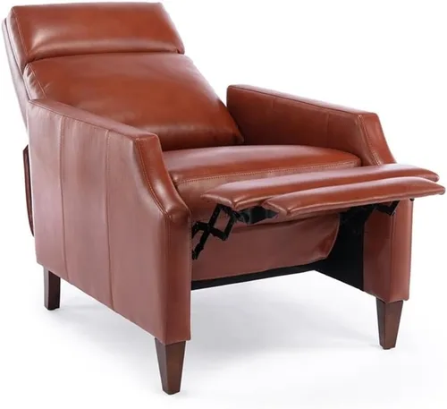 Miniatura 4 de Balantyne - Sillón reclinable de piel sintética color caramelo con patas de madera