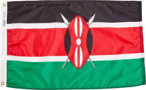 Annin Flagmakers Bandera de Kenia fabricada en Estados Unidos según las especificaciones oficiales de diseño de las Naciones Unidas, 2 x 3 pies
