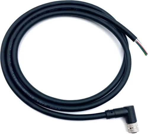 Miniatura 3 de Cable conector hembra único M8 de 8 pines, un código de alambre de moldeo en ángulo recto Sensor de aviación hembra Cable eléctrico de PVC Cable