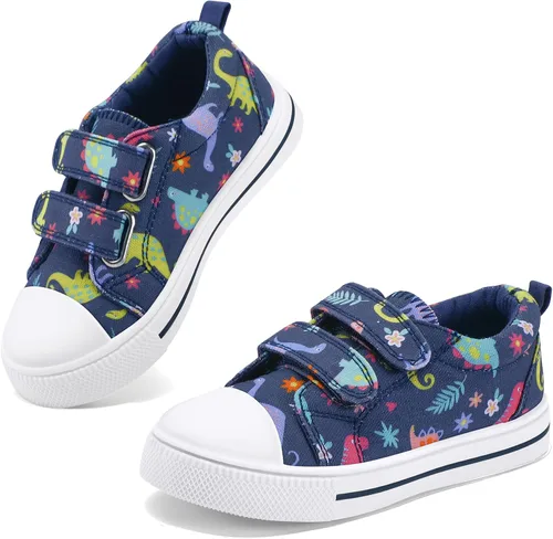 Miniatura 7 de K KomForme - Tenis de lona para niños y niñas de dibujos animados con doble velcro