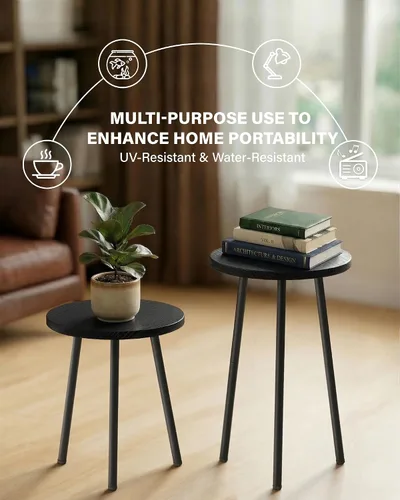 Miniatura 6 de Soporte alto para plantas de interior: soporte de esquina de madera para plantas, paquete de 2 unidades, decoración moderna de mediados de siglo