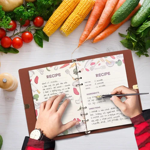 Miniatura 3 de Libro de recetas de cuero hecho a mano, diario cuaderno con grabado personalizado del nombre, libros de cocina familiares personalizados