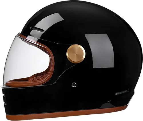 Miniatura 15 de Casco retro para motocicleta Loyoriwy para adultos: Casco integral vintage con sistema de ventilación, diseño impermeable para motociclismo Blanco