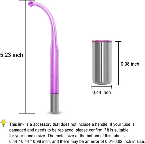 Miniatura 9 de Electrodo Wand Tubo de vidrio Piezas de repuesto de mano para instrumentos de alta frecuencia Elitzia ETJX006AS (punta violeta)