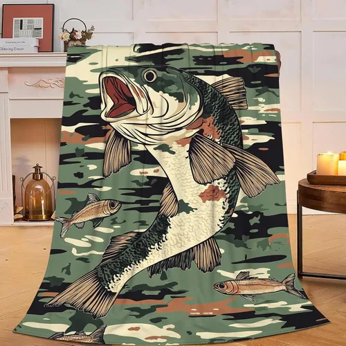 Miniatura 26 de Manta de pesca con bandera estadounidense, manta suave, cálida, acogedora, mullida, de felpa, regalos para niñas y mujeres, ligera, franela