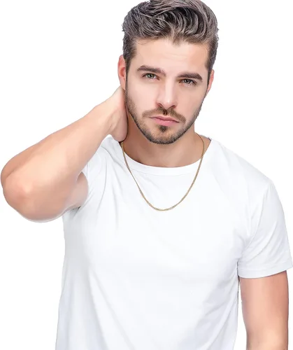 Miniatura 7 de Jstyle Collar de cadena de eslabones de acero inoxidable para hombres y mujeres, 3 piezas de 964 de pulgada (3.5 mm)