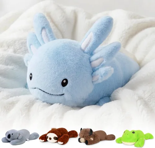 Niuniu Daddy Animales de peluche con peso de ajolote azul de 18 pulgadas | 2.8 libras para niños, adultos y niñas, juguete de peluche gigante y
