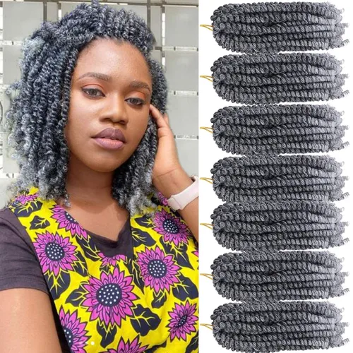 Miniatura 78 de Paquete de 2 cabello para trenzas en espiral de 8 pulgadas, cabello Spring Twist para rastas falsas, rastas de mariposa, cabello para trenzas, fibra