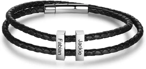 Miniatura 7 de Pulsera personalizada para hombre pulsera familiar con nombres grabados, colgante de plata para padre, marido, abuelo, regalo del día del padre