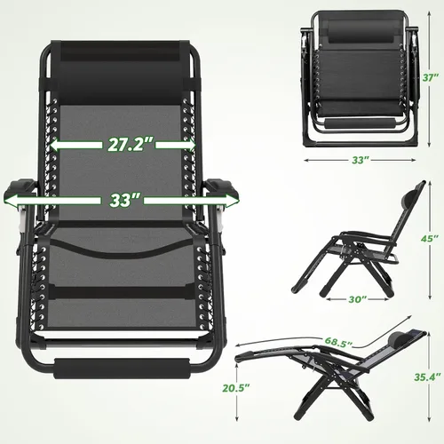 Miniatura 3 de ZENPETIO Silla de gravedad cero de gran tamaño, silla reclinable de gravedad cero XXL de 33 pulgadas, silla antigravedad para interiores