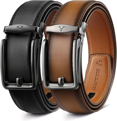 BULLIANT Cinturón de trinquete para hombre, 2 unidades, cinturón de cuero deslizante ajustable para regalo, vestido de hombre, jeans casuales 1 38,