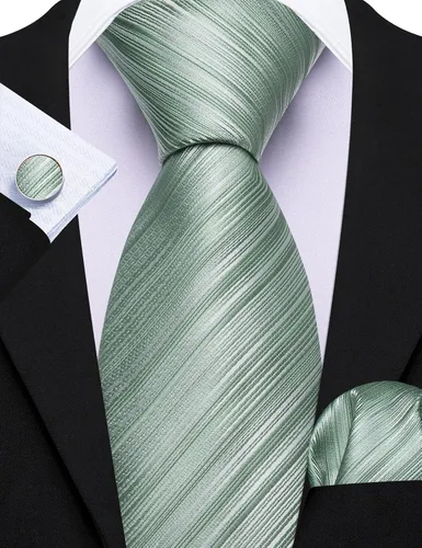 Miniatura 342 de Barry.Wang Juego de corbatas para hombre, corbata de seda a rayas, tejido a cuadros, gemelos formales, negocios, boda