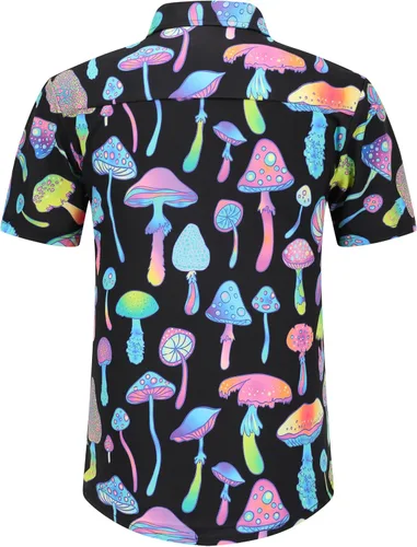 Miniatura 4 de PATSINFOS ropa de festival para hombre, trajes de festival para hombres, trajes rave para hombres, camisa hawaiana de hongos para hombres, 01