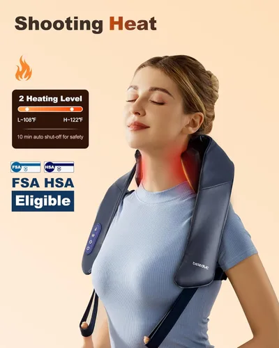 Miniatura 3 de Beleduc Masajeador de cuello y hombros con calor relajante, apto para FSA, masajeador de espalda de cuello inalámbrico, masaje Shiatsu 4D mejorado