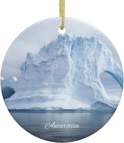 Adorno de la Antártida, adorno navideño de cerámica de doble cara de 3 pulgadas, recuerdo de viaje por la ciudad, adornos colgantes redondos,
