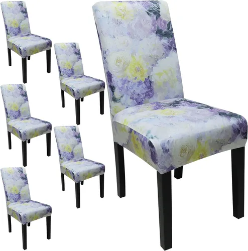 Miniatura 61 de JQinHome Juego de 8 fundas para sillas de comedor, fundas de alta elasticidad extraíbles y lavables, fundas protectoras de asiento para silla