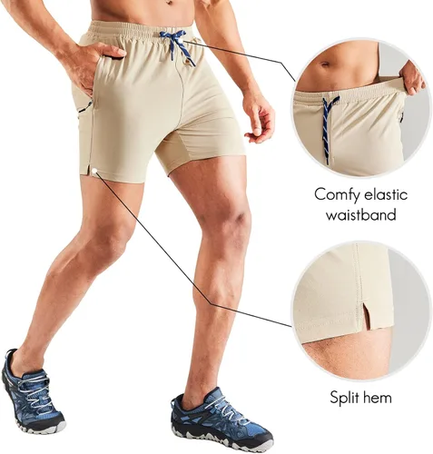 Miniatura 2 de Haimont Pantalones cortos de nailon de secado rápido para hombre con bolsillos con cremallera, ligeros, resistentes al agua, para exteriores