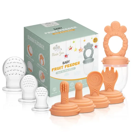 Miniatura 6 de Juego de alimentador de frutas para bebés, alimentador de alimentos frescos de silicona sin BPA con 3 tetinas de repuesto, alimentador de dentición