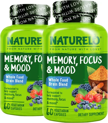 NATURELO Suplemento de Alimento Integral para el Cerebro – Suplementos de salud cerebral para apoyo de memoria y concentración – Suplemento de
