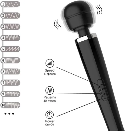 Miniatura 8 de Potente masajeador eléctrico de mano para espalda, 8 potentes velocidades y 20 patrones, herramienta de masaje de mano para cuello y espalda