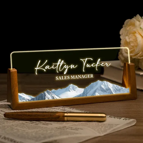 Miniatura 16 de Placa de nombre de escritorio personalizada, placa de identificación personalizada con luz de oficina para escritorios, decoraciones de escritorio