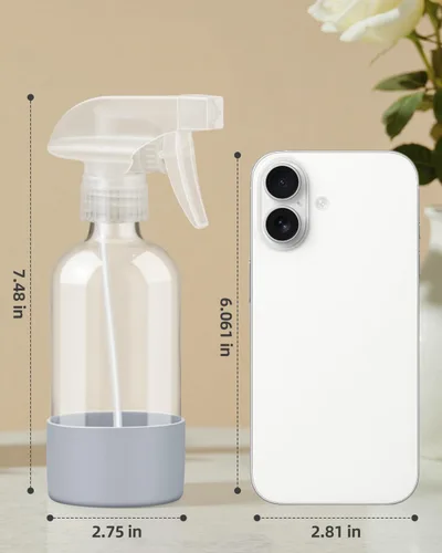 Miniatura 2 de Worldgsb 2 unidades de botellas de spray de vidrio de 8 oz, contenedores vacíos rellenables con protección de funda de silicona, botellas de spray