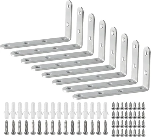 Miniatura 27 de Alise 4 soportes en L resistentes, soportes de esquina de 3.2 x 3.2 pulgadas, soportes flotantes blancos para estantes, soportes de montaje en pared