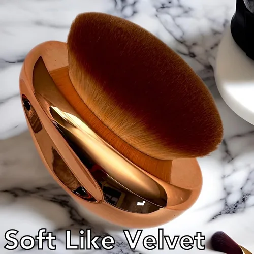 Miniatura 8 de Brocha de base Maquillaje de palma suave Kabuki Cúpula en forma de cara Cuerpo Shimmer Oil SPF Blush Bronzer Highlighter Mezcla Auto-bronceador