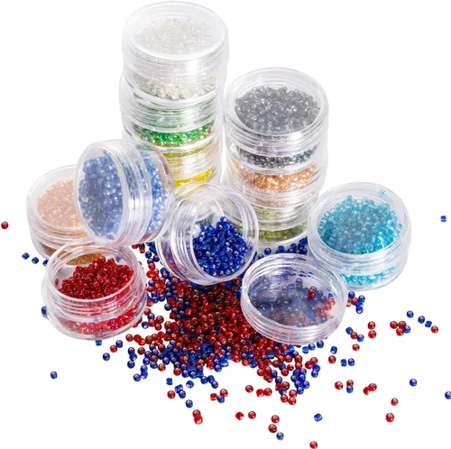 LONGWIN Cuentas de cristal multicolor de 11/0 0.079 pulgadas para adultos, aproximadamente 9600 cuentas de cristal en 12 colores, suministros de