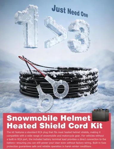 Miniatura 4 de Mellbree Cable de calefacción con protector, cable de protector térmico para casco de moto de nieve, cable eléctrico de reemplazo con gancho