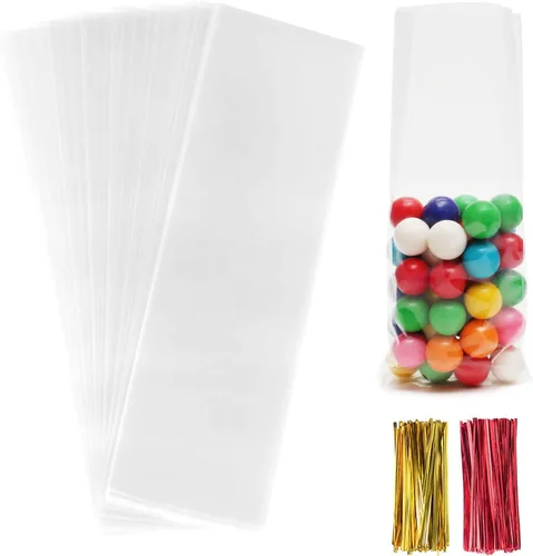 Miniatura 12 de Morepack Bolsas de celofán, 6 x 12 pulgadas, 200 bolsas de celofán con lazos para amarrarlas, de plástico, para poner postres, pastelería, dulces