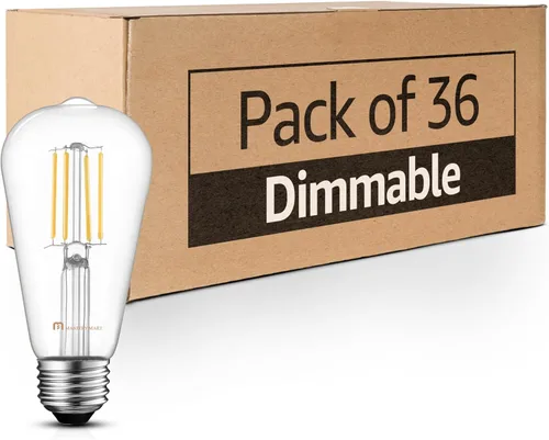 Miniatura 12 de MASTERY MART Paquete de 6 bombillas Edison vintage, bombilla LED E26 de 5.5 W equivalente a 60 W, regulable, blanco suave de 2700 K, ST19 antiguo