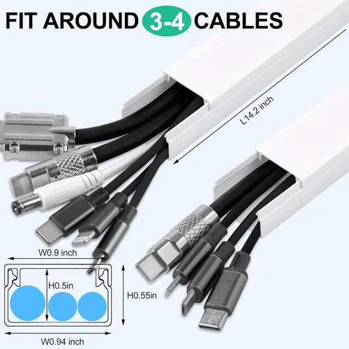 Miniatura 2 de Rindion Ocultador de cables, protector de cables de TV de 85.2 pulgadas, cubiertas de cable para cables en la pared, cubiertas de alambre