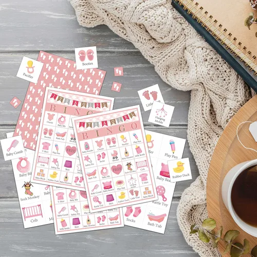Miniatura 4 de Juegos de bingo para baby shower y decoraciones para fiestas, juego de revelación de género para 24 jugadores (A08)