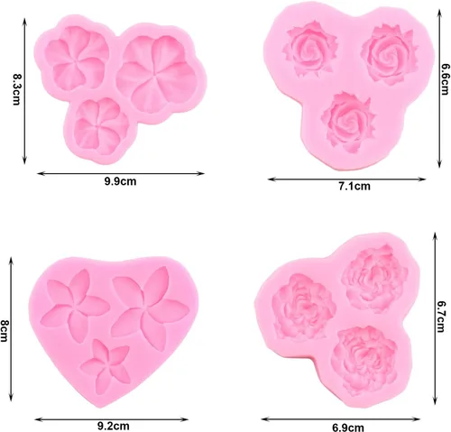 Miniatura 5 de ZiXiang Moldes de silicona de flores Plumeria Peony Rose Pansy Fondant para decoración de pasteles, decoración de cupcakes, gelatina, caramelo